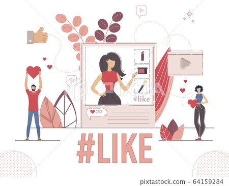 Successful Marketing in Social Media Flat Vector 64159284