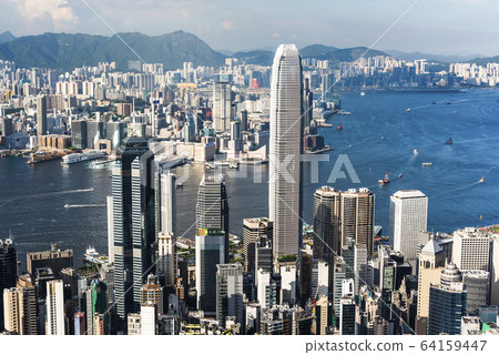 Hong Kong city skyline view from the Victoria peak. Hong Kong city skyline view from the Victoria peak. 64159447