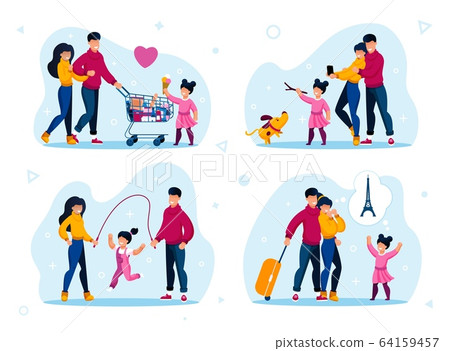 Family Life Recreational Activities Vectors Set Family Life Recreational Activities Vectors Set 64159457