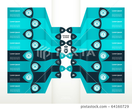 Vector progress background. Template for diagram, graph, presentation and chart. Business concept with 16 options, parts, steps or processes. Abstract background. eps 10 64160729