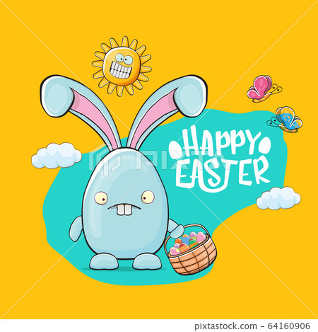 Happy easter greeting card with cute cartoon... - Stock Illustration ...