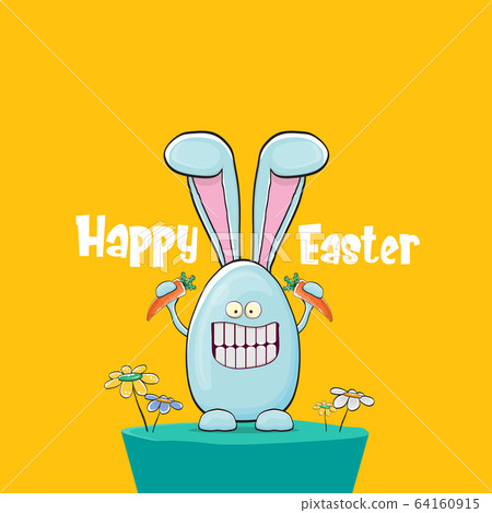 Happy easter greeting card with funny cartoon… - Stock Illustration