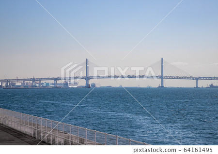 (神奈川縣橫濱市)港未來橋和鱸魚 (神奈川縣橫濱市)港未來橋和鱸魚 64161495