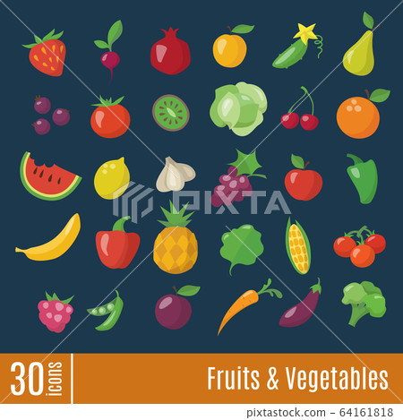 Flat icons in Fruits and Vegetables infographic icons set. 64161818