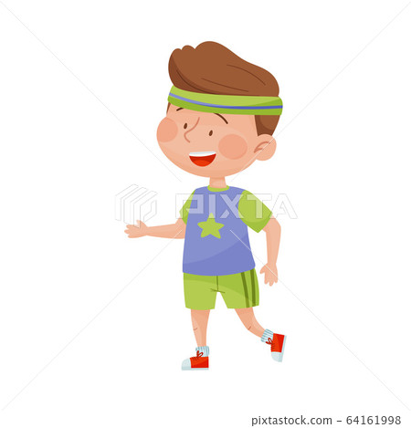 Happy Boy in Sport Wear Jogging Vector Illustration Happy Boy in Sport Wear Jogging Vector Illustration 64161998