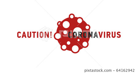 Cution Coronavirus or covid-19 icon sign Concept, Dangerous Coronavirus Cell Vector Icon in black and red colors 64162942