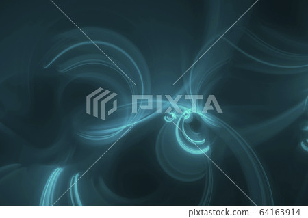 Neon glowing green lines and shapes flying in the space. Geometric sci-fi structure. Abstract creative modern background 64163914