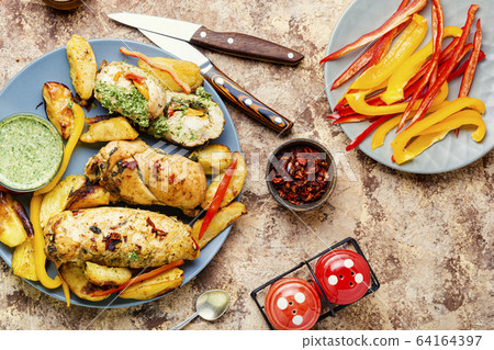 Baked chicken breast Baked chicken breast 64164397