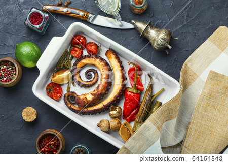 Grilled octopus with vegetable Grilled octopus with vegetable 64164848