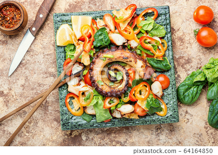Sea salad with vegetables Sea salad with vegetables 64164850