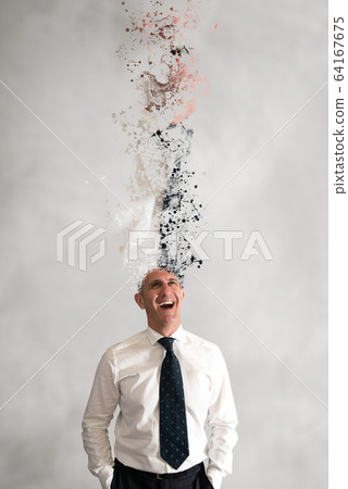 businessman looking up smiling dissolve 64167675