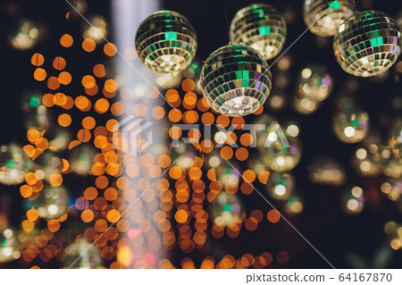 Mini Glasses ball hanging decor close up. Mini Glasses ball hanging decor close up. 64167870
