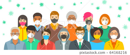 Group of people in protective medical face masks Group of people in protective medical face masks 64168216
