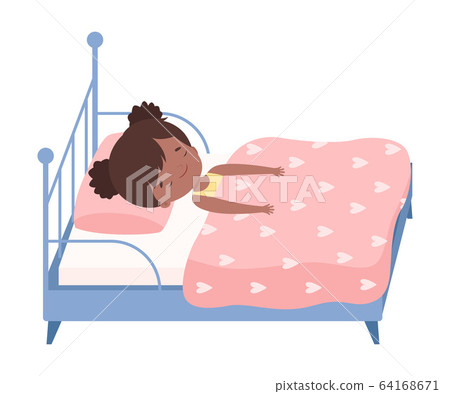 Cute Little Girl Sleeping Sweetly in Her Bed under Blanket Vector Illustration Cute Little Girl Sleeping Sweetly in Her Bed under Blanket Vector Illustration 64168671