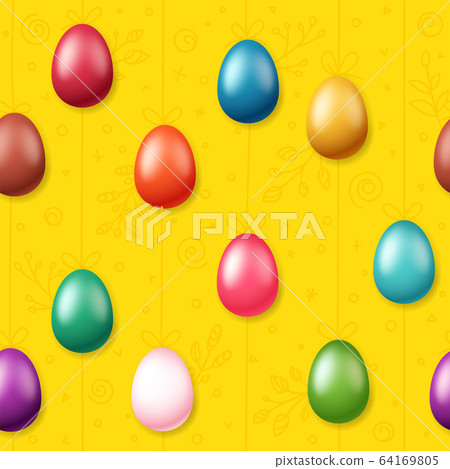 Easter eggs on rope. Holiday seamless magenta Easter eggs on rope. Holiday seamless magenta 64169805