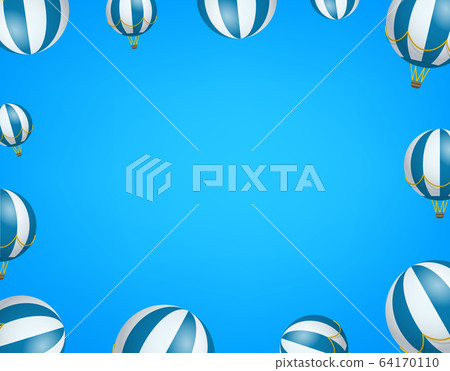Travel wallpaper with balloons. Vector frame with 64170110