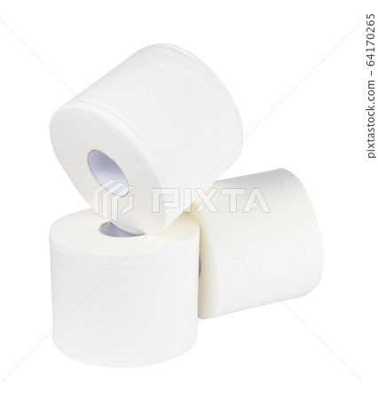 Three rolls of tissue paper isolated on white background Three rolls of tissue paper isolated on white background 64170265