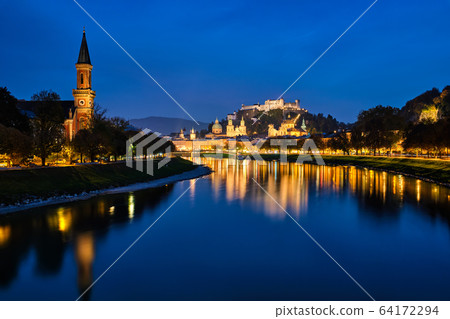 Salzburg city evening view 64172294