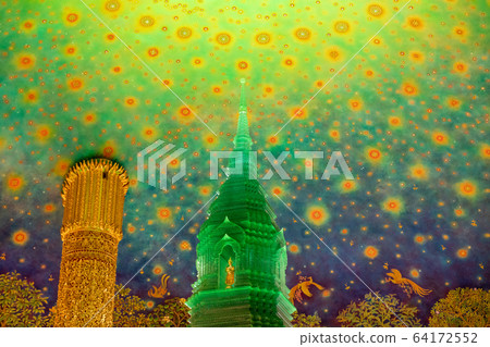 Wat Pak Nam ceiling painting Wat Pak Nam ceiling painting 64172552