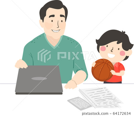 Kid Boy Dad Basketball Play Family Illustration Kid Boy Dad Basketball Play Family Illustration 64172634