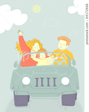 Family Trip Jeep Illustration 64172688