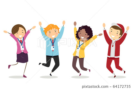 Stickman Teachers Jump Illustration Stickman Teachers Jump Illustration 64172735