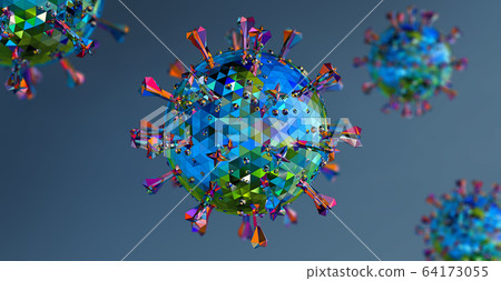 Colorful illustration of a virus cell structure  64173055