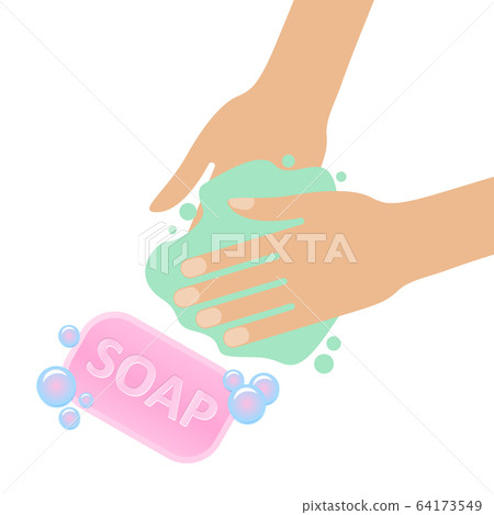 Wash your hands with soap sign virus protection 64173549