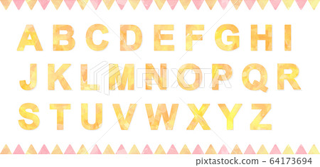 Watercolor touch alphabet: capital letter orange 64173694