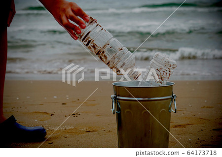 Sea plastic trash, beach cleaning, trash pick-up, marine pollution, etc. Sea plastic trash, beach cleaning, trash pick-up, marine pollution, etc. 64173718