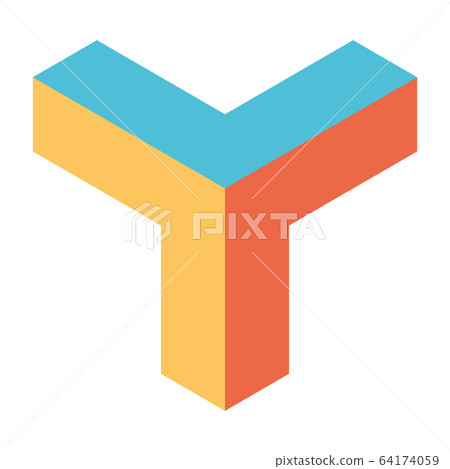 Abstract object of cubes. Retro colored. Isometric 3D vector object Abstract object of cubes. Retro colored. Isometric 3D vector object 64174059