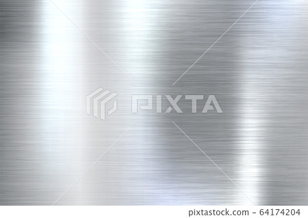 Realistic brushed metal texture. Polished stainless steel background. Vector illustration. 64174204