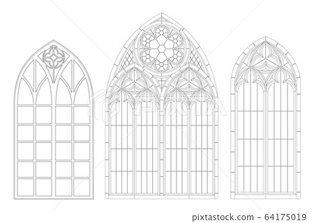 Medieval Gothic contour window Medieval Gothic contour window 64175019