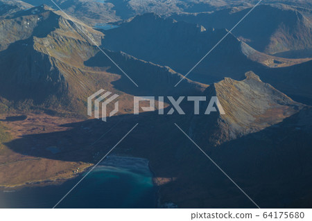Views of Lofoten from the plane, in Norway 64175680