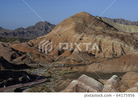 Colorful Zhangye Danxia National Geopark or China's Rainbow Mountains, Gansu, China Colorful Zhangye Danxia National Geopark or China's Rainbow Mountains, Gansu, China 64175956