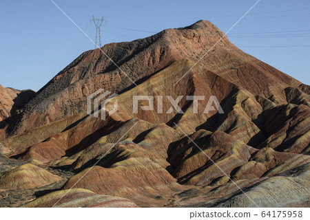 Colorful Zhangye Danxia National Geopark or China's Rainbow Mountains, Gansu, China Colorful Zhangye Danxia National Geopark or China's Rainbow Mountains, Gansu, China 64175958