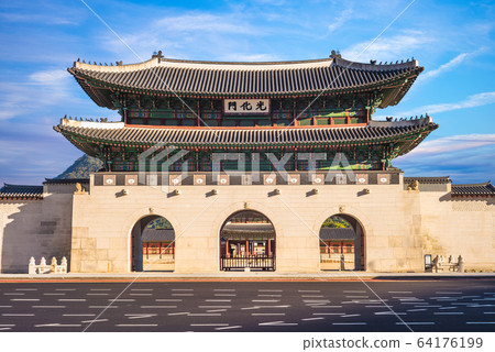 Gwanghwamun, main gate of Gyeongbokgung Palace in 64176199