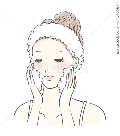 Woman washing face up color (white) Woman washing face up color (white) 64176567