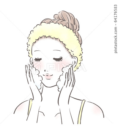 Woman washing face up White skin (yellow) Woman washing face up White skin (yellow) 64176583