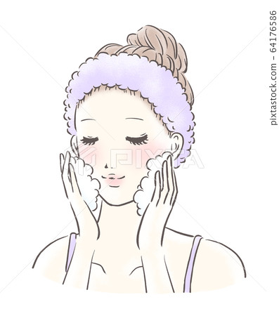 Woman washing face up color (light purple) 64176586