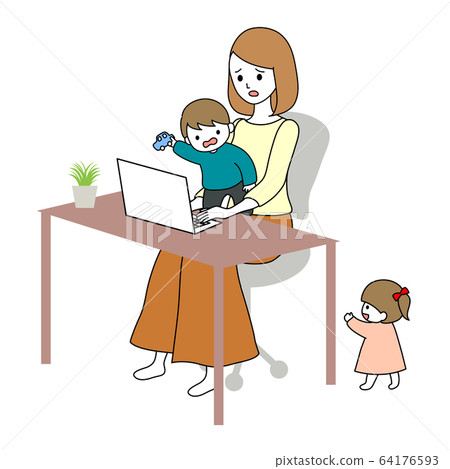 不適用於遠程辦公遠程工作插圖的女人 64176593