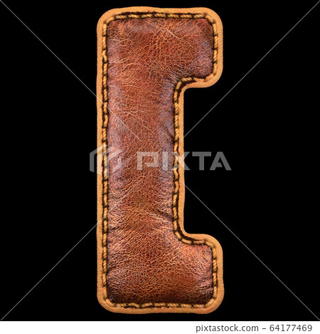 Symbol left bracket made of leather. 3D render font with skin texture on black background. Symbol left bracket made of leather. 3D render font with skin texture on black background. 64177469