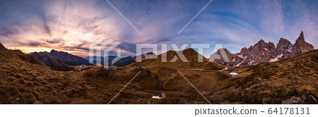 Evening twilight autumn alpine Dolomites mountain 64178131