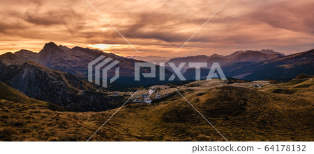 Evening twilight autumn alpine Dolomites mountain 64178132