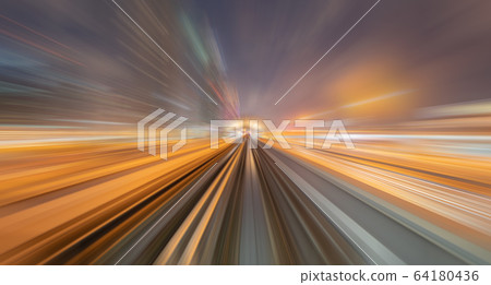 Train view. blurry speed motion on railway tunnel 64180436