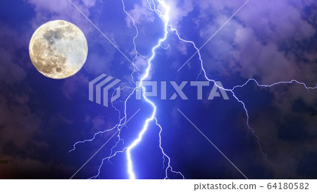 Dramatic thunderstorm night sky Dramatic thunderstorm night sky 64180582