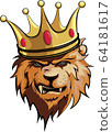 lion, king with crown vector illustration 1 64181617