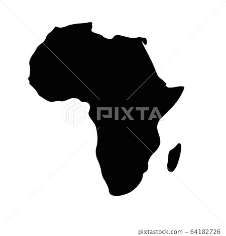 Africa black silhouette. Contour map of continent. Simple flat vector illustration Africa black silhouette. Contour map of continent. Simple flat vector illustration 64182726