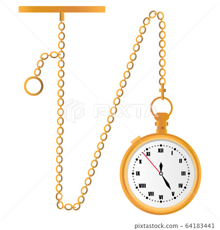 watch on a chain vector. background white - Stock Illustration