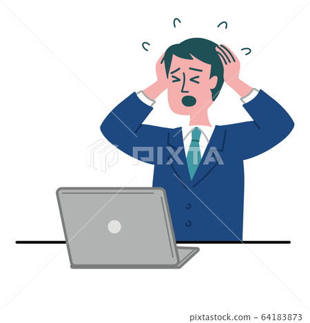 Suit man computer impatient - Stock Illustration [64183873] - PIXTA